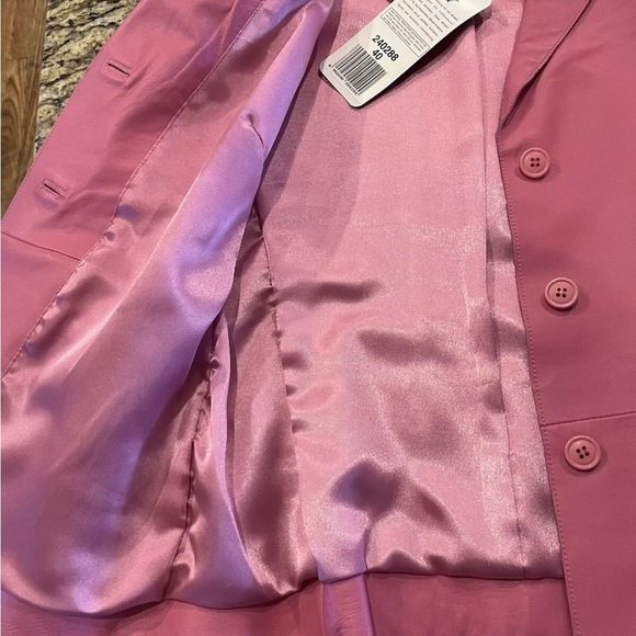 Apart Impressions Womans Pink leather Button Up Blazer Jacket Size 40 US10 NWT - Picture 4 of 6